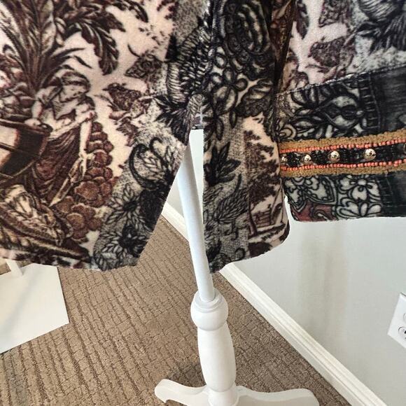 Soft Surroundings Venetian velour beaded paisley tunic blouse size L - Picture 6 of 9